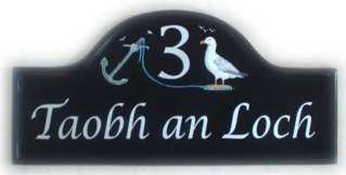 seagull and anchor on a large mews plaque. 