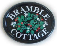 Brambles - Painted on a Large classic oval base plaque by Gerry. Font is called Tiffany