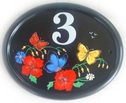 Butterflies & Wild Flowers - painted by Jean from her own design on a large classic oval plaque
