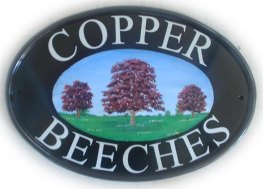 Copper Beeches - Gerry painted this sign on a New World classic oval