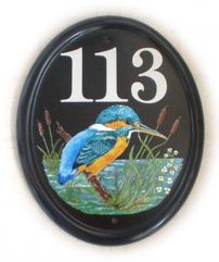 Kingfisher - painted by Jean from her own design - painted on a large classic oval