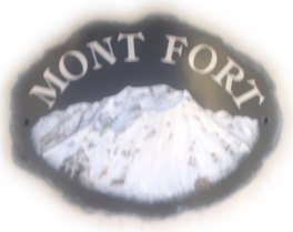 Mont Fort mountain - painted by Gerry on a large natural house name plaque from a picture sent by the customer - sorry about the out of focus picture