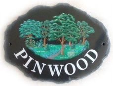 Woodland - Painted on a Large Natural Oval plaque by Gerry