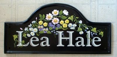 Hand painted house sign - flowers