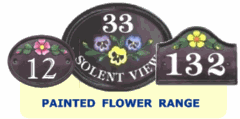 Painted Flower Motif House number and House Name Plaques