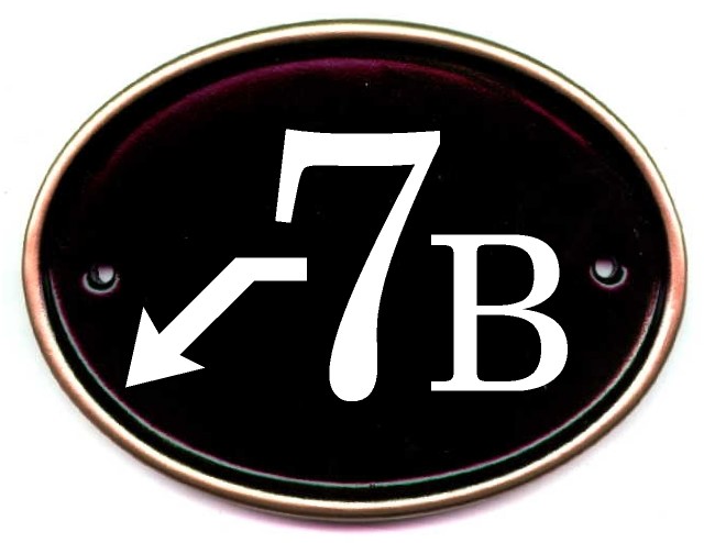 Oval House Number with Direction Arrow