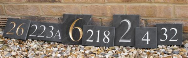 Solid slate house number signs - engraved